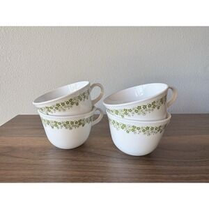 Vintage Set of 4 Corelle Spring Blossom Crazy Daisy Cups USA Made 1970s